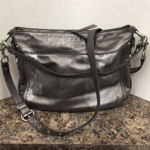 Coach Silver Metallic Leather Kristin Bag